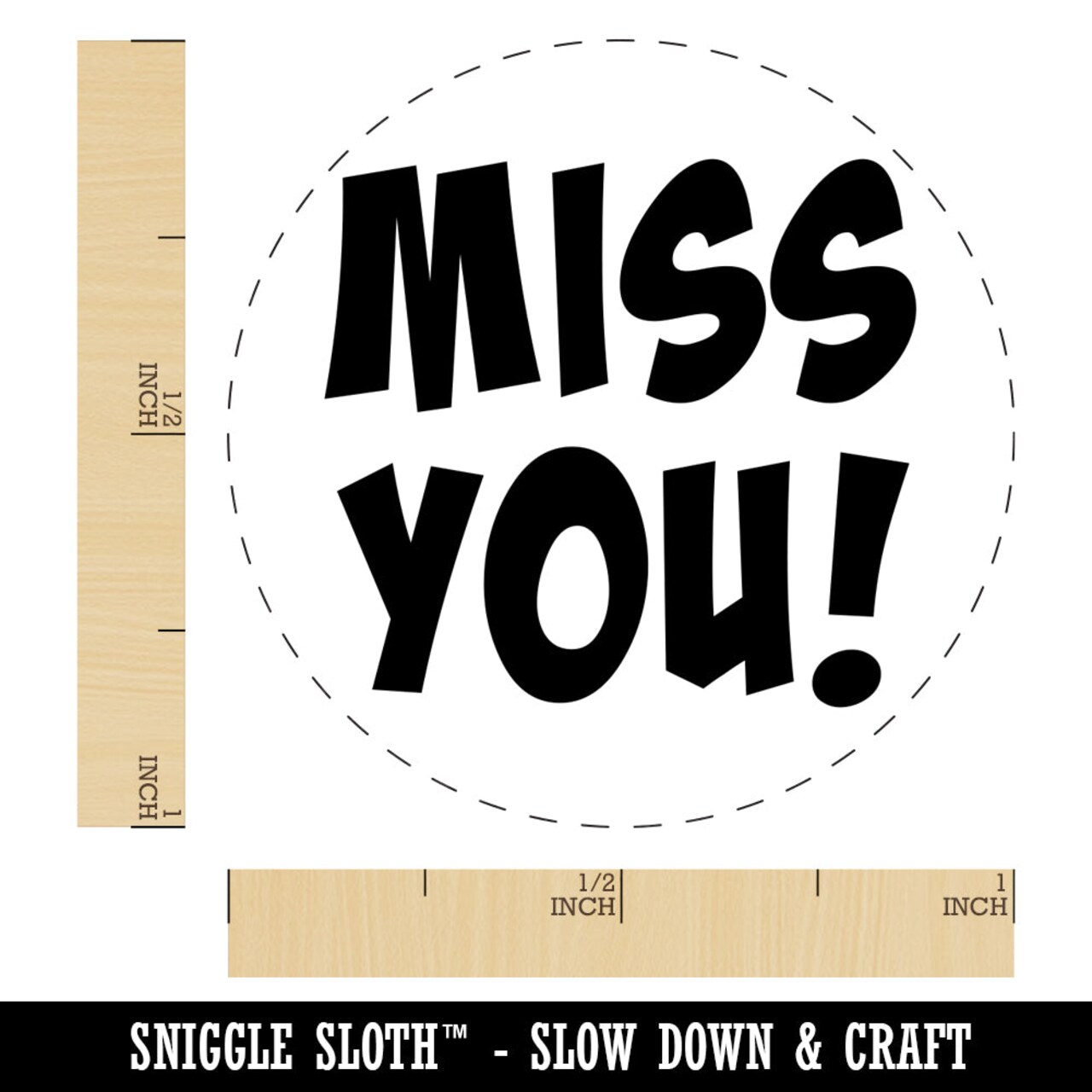 Miss You Cute Text Self-Inking Rubber Stamp for Stamping Crafting Planners